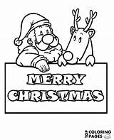 Santa Reindeer Coloring Christmas Pages Rudolph Printable Color Merry Print Topcoloringpages Claus sketch template
