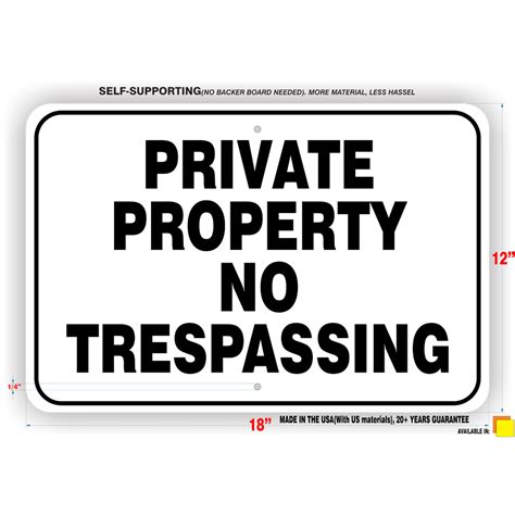 private property  trespassing white aluminum  supporting sign  trespassing signs