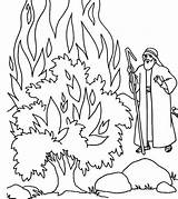 Moses Bush Burning Coloring Fire Pages Fornt Color Netart sketch template