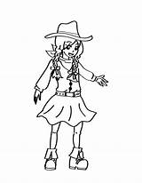 Cowgirl Coloring Little Beautiful sketch template