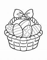 Easter Basket Egg Coloring Pages Printable Clipart Colouring Drawing Easy Bunny Empty Clip Flower Eggs Picnic Print Basketball Color Drawings sketch template