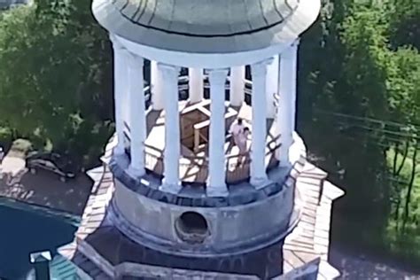 drone captures couple having sex at top of monastery tower