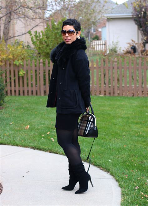 black sweater dress slouchy boots mimi g gets down fashion black sweater dress style