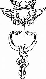 Symbol Caduceus Clip Hermes Staff Medical Drawing Clipart Vector Snake Svg Greek Caduceo Cliparts Symbols Transparent Background Easy Snakes Wings sketch template