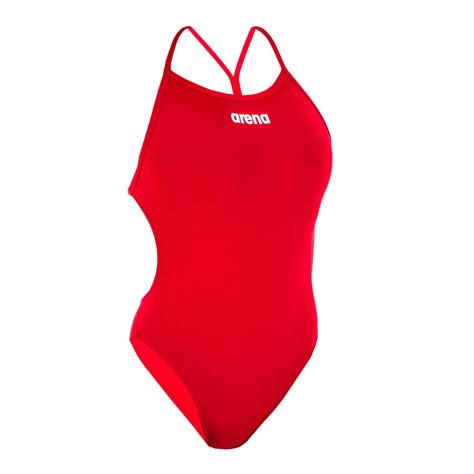 sportbadpak voor zwemmen dames solid tech rood arena decathlonnl
