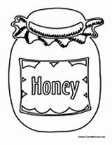 Honey Jar Template Coloring Pages Condiment Condiments Jars sketch template