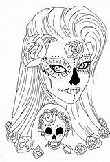 Coloring Skull Pages Sugar Girl Skulls Adult Printable Sheets Gangster Color Print Dia Adults Getdrawings Books Catrina Los Halloween Drawing sketch template