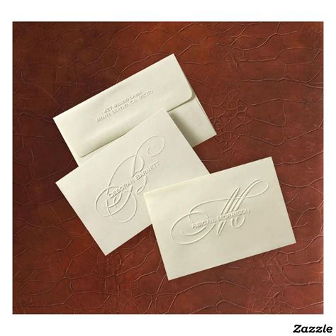 pack   distinctive embossed initial note cards zazzle note card
