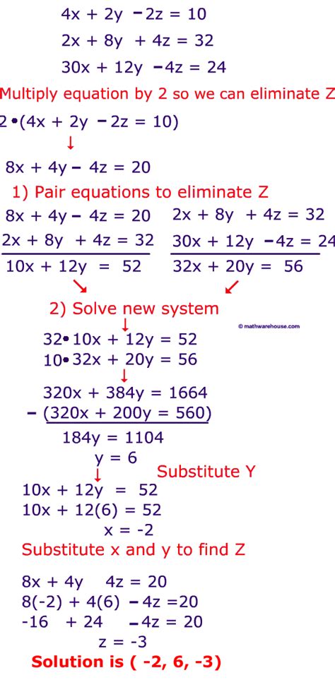 solve systems   variable equations  elimination step