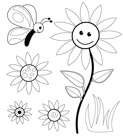 details  planse de colorat pentru copii floarea vesela