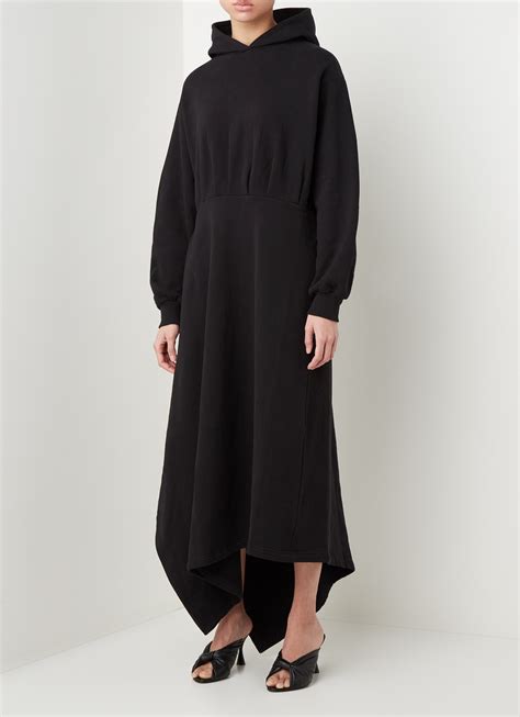balenciaga asymmetrische maxi trui jurk met zijsplit zwart de bijenkorf