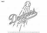 Dodgers Logo Los Angeles Coloring Drawing Baseball Draw Pages Step Mlb Tutorials Template Sketch sketch template
