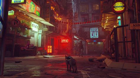 stray takes  cats eye view  cyberpunk dystopia