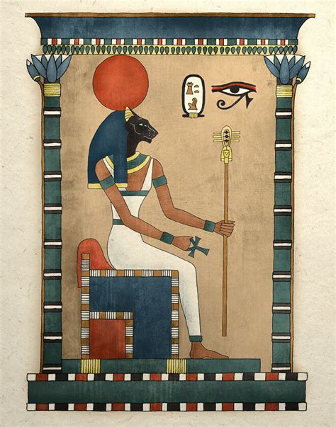 Egyptian Art Print Ancient Cat Goddess Bastet Wall Decor