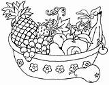 Coloring Pages Fruits Fruit Kids Printable Basket Colour Bowl Vegetables Frutas Para Drawing Colorir sketch template