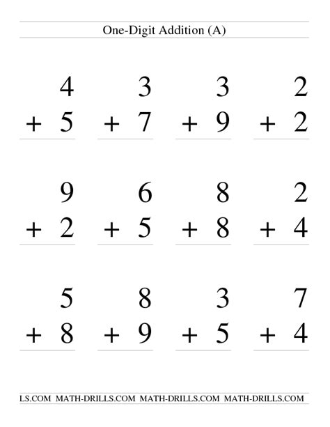 addition worksheet single digit addition  regrouping