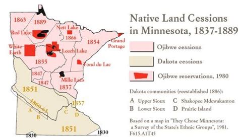 map native land cessions  minnesota   history indigenous