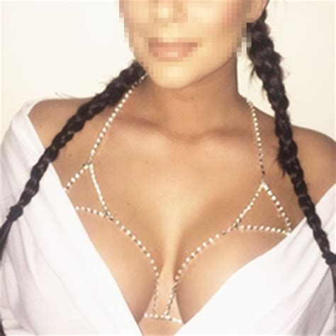 sexy body jewelry crystal bra slave harness chain women rhinestone