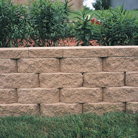 pavestone retaining wall block concrete tan  piece sq ft