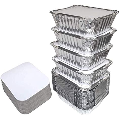 pack   small disposable aluminum foil containers  clear lids disposable
