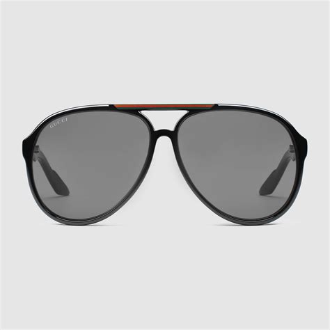 Gucci Medium Aviator Sunglasses In Black For Men Lyst