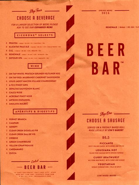 beer bar menu slc menu