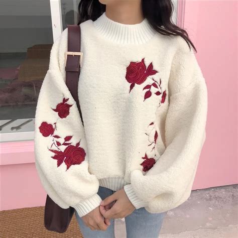 Soft Hearted This Tumblr Aesthetic White Jumper With Red