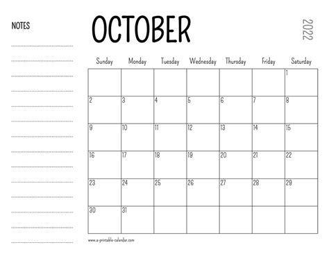 october  printable calendar  printable calendar