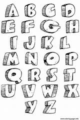 Bubble Letters Abc Graffiti Coloring Alphabets Az Pages Printable sketch template