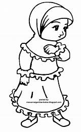 Muslim Ana Coloring Gambar Mewarnai Cartoon Anak Template Untuk Sketsa sketch template