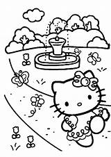 Kitty Hello Coloring Pages Cartoon Print Picnic Mewarnai Colouring Clipart Cliparts Princess Clip Color Kids Printable Putih Hitam Book Z31 sketch template