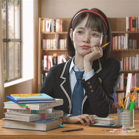 Artstation School Girl Seokyun Jang Pop Art Girl Digital Art Girl