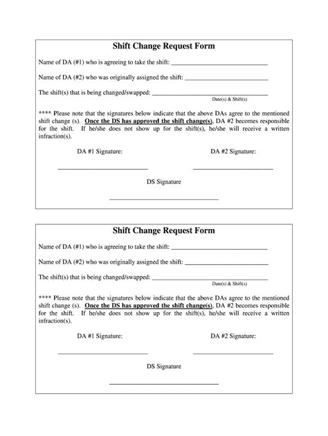 shift change request fill  sign printable template