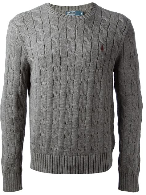 lyst polo ralph lauren cable knit sweater  gray  men