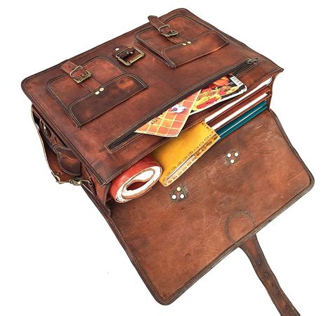traditional leather satchel messenger bag book bag school bag