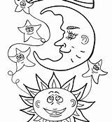Coloring Moon Crescent Stars Pages Printable Getcolorings Getdrawings Colorings Number sketch template