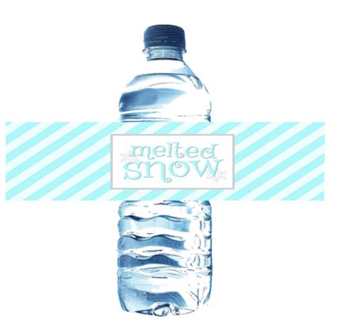 melted snow water bottle labels frozen water bottle labels etsy