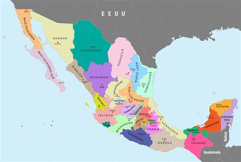 filemapa politico de mexico  color nombres de estados  capitales