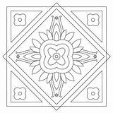 Mandala Square Coloring Pages Mandalas Drawings Printable Drawing Pattern Frame sketch template