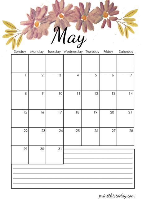 printable  floral calendar july  calendar templates