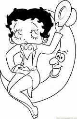 Betty Boop Coloring Sitting Moon Pages Coloringpages101 Color sketch template