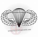 Airborne Wings Paratrooper Parachute Drawing Army Badge Clipart Military Parachutist School Forces Jumpmaster Wing States United Vector Flag Colour Indian sketch template