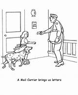 Labor Coloring Pages Carrier Mail Activities Sheets Sheet Printables Letter Back Jobs Postal Postman Worker Printable Go Holiday Working People sketch template