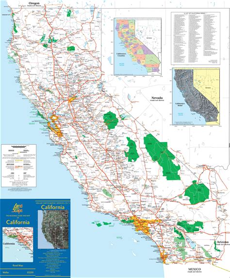 large detailed map  california  cities  towns
