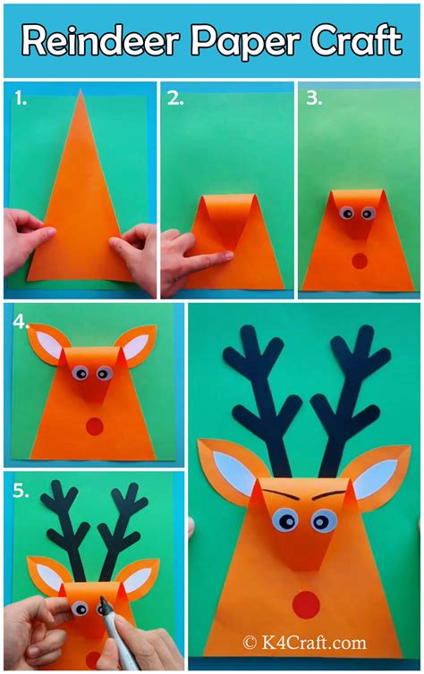 reindeer paper craft  kids pin  craft