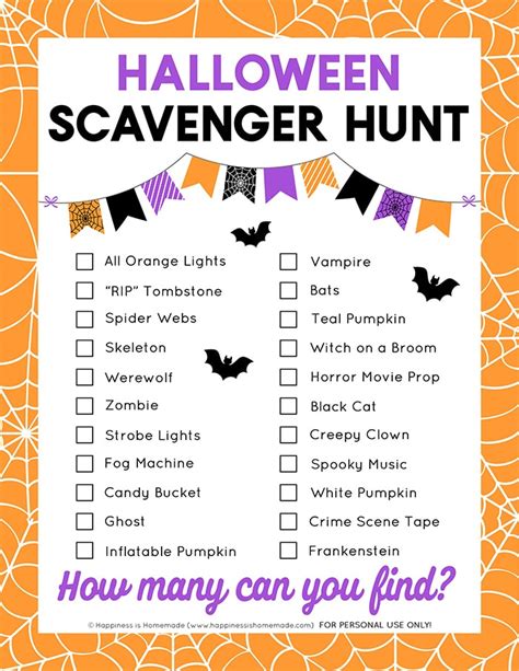 halloween scavenger hunt  printables printable templates