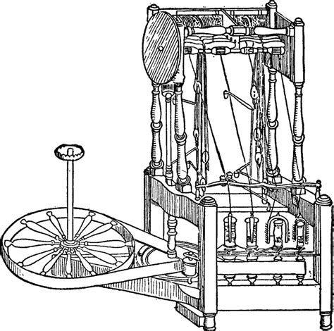 maquina de hilar de arkwright ilustracion vintage  vector en vecteezy