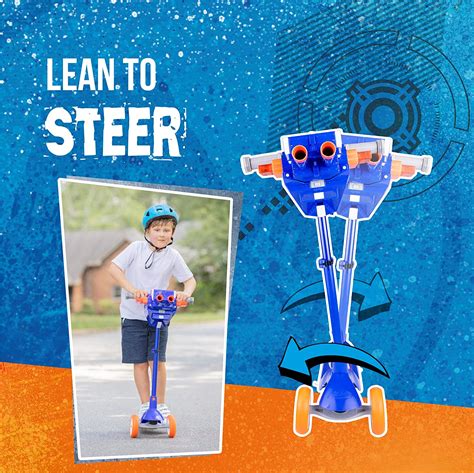 nerf blaster scooter dual trigger  wheel kick blue  touch top