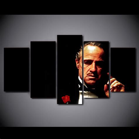 The Godfather Movie Marlon Brando Hollywood Framed 5pc Oil