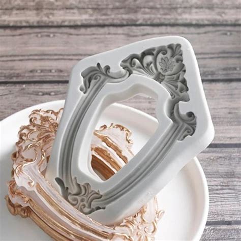 molde de silicone moldura espelho para decorar confeitaria landb